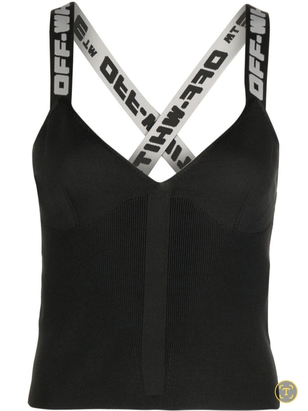 Off-White Black Logo-Strap Knit Tank Top